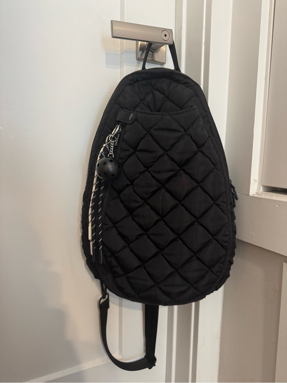 Quilted Black Pickleball Bag - with bag charms